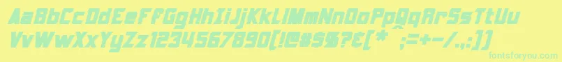 Armorhide Bold Italic-Schriftart – Grüne Schriften auf gelbem Hintergrund
