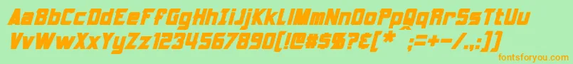 Armorhide Bold Italic-Schriftart – Orangefarbene Schriften auf grünem Hintergrund