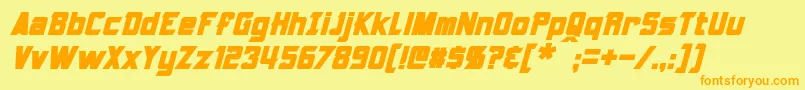 Fonte Armorhide Bold Italic – fontes laranjas em um fundo amarelo