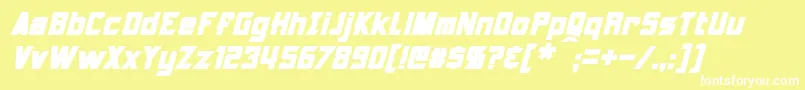 Fonte Armorhide Bold Italic – fontes brancas em um fundo amarelo