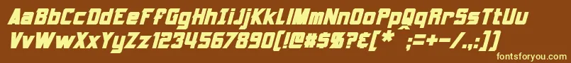 Armorhide Bold Italic-fontti – keltaiset fontit ruskealla taustalla