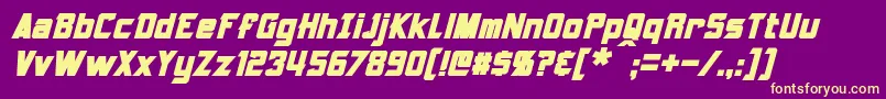 Armorhide Bold Italic-Schriftart – Gelbe Schriften auf violettem Hintergrund