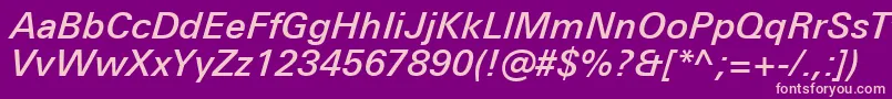 UniversNextProMediumItalic Font – Pink Fonts on Purple Background