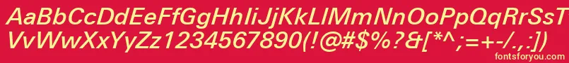 UniversNextProMediumItalic Font – Yellow Fonts on Red Background