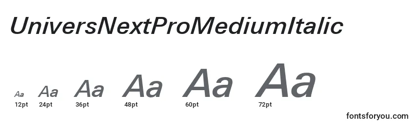 UniversNextProMediumItalic Font Sizes
