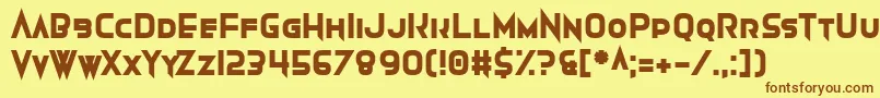 フォントArmwarmer – 茶色の文字が黄色の背景にあります。