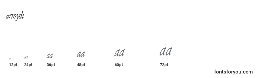Размеры шрифта ARMYDI   (119995)