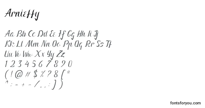 Шрифт Arnietty – алфавит, цифры, специальные символы