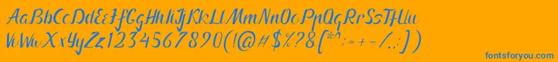 Arnietty Font – Blue Fonts on Orange Background