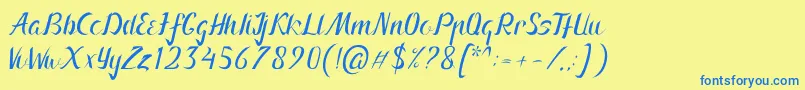 Arnietty Font – Blue Fonts on Yellow Background