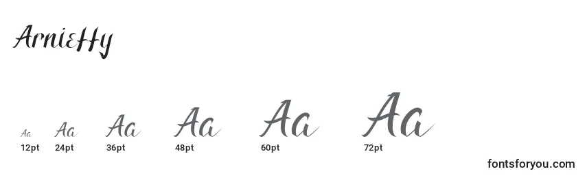 Размеры шрифта Arnietty