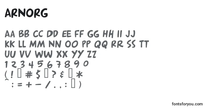 Шрифт ARNORG   (119997) – алфавит, цифры, специальные символы