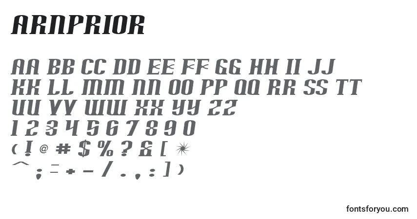 A fonte Arnprior (119998) – alfabeto, números, caracteres especiais