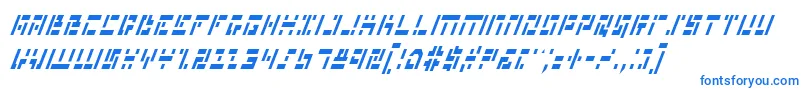 フォントMissileManItalicCond – 白い背景に青い文字