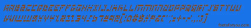 フォントMissileManItalicCond – 茶色の文字が青い背景にあります。