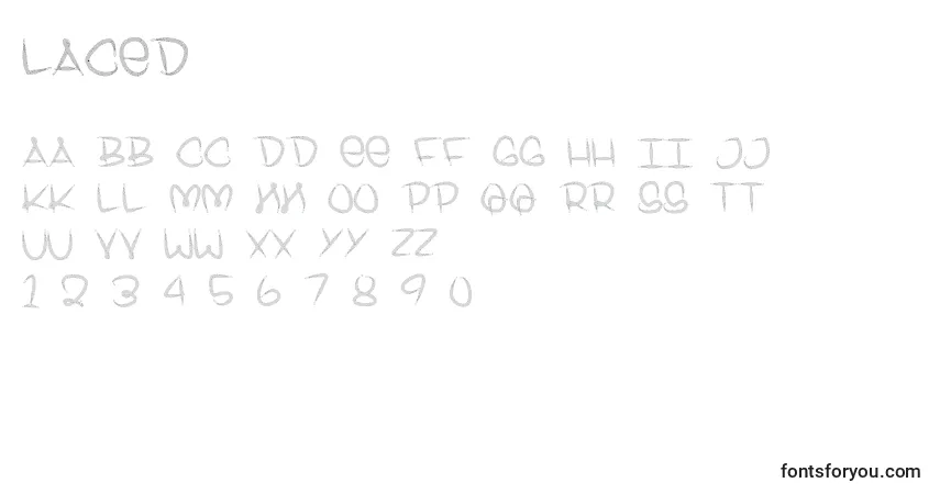 characters of laced font, letter of laced font, alphabet of  laced font