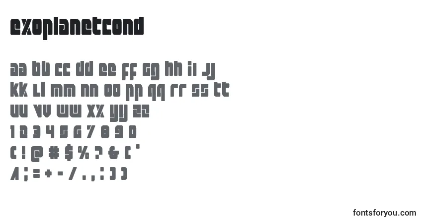 characters of exoplanetcond font, letter of exoplanetcond font, alphabet of  exoplanetcond font