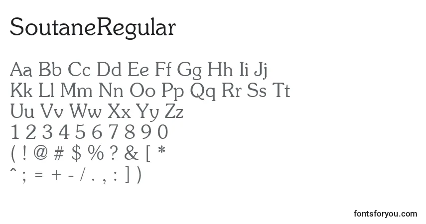 characters of soutaneregular font, letter of soutaneregular font, alphabet of  soutaneregular font