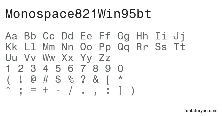 characters of monospace821win95bt font, letter of monospace821win95bt font, alphabet of  monospace821win95bt font