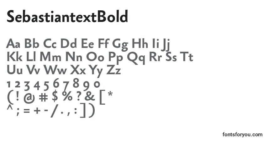 A fonte SebastiantextBold – alfabeto, números, caracteres especiais