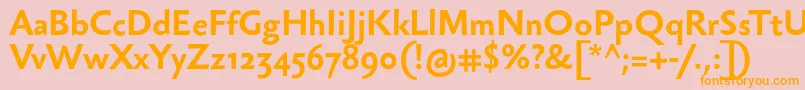 フォントSebastiantextBold – オレンジの文字がピンクの背景にあります。