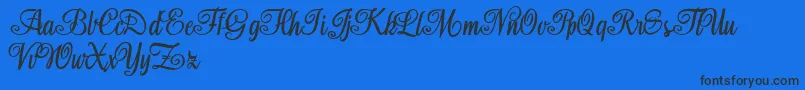 Aromabar Personal Use-Schriftart – Schwarze Schriften auf blauem Hintergrund