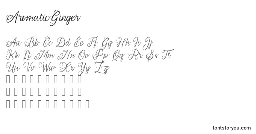AromaticGinger-fontti – aakkoset, numerot, erikoismerkit