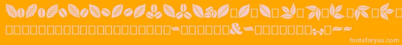 Aromatron Ornaments-fontti – vaaleanpunaiset fontit oranssilla taustalla