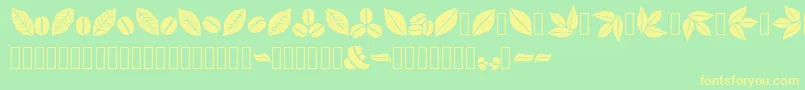 フォントAromatron Ornaments – 黄色の文字が緑の背景にあります