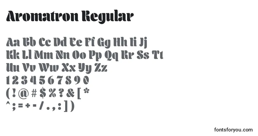 Aromatron Regular Font – alphabet, numbers, special characters