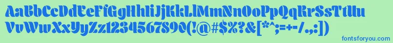 Aromatron Regular Font – Blue Fonts on Green Background