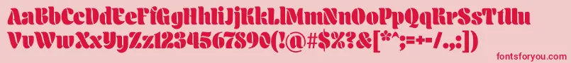 フォントAromatron Regular – ピンクの背景に赤い文字