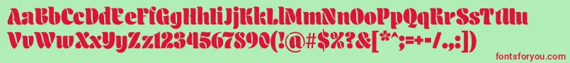 Aromatron Regular Font – Red Fonts on Green Background