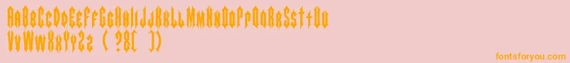 ARROWMAN FONTDEMO-Schriftart – Orangefarbene Schriften auf rosa Hintergrund