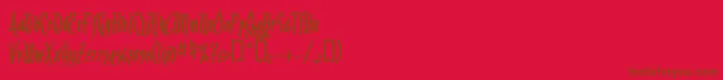 ARRRMB  -Schriftart – Braune Schriften auf rotem Hintergrund