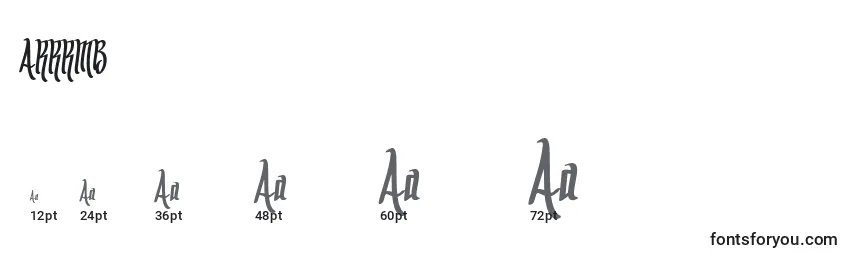 Размеры шрифта ARRRMB   (120009)