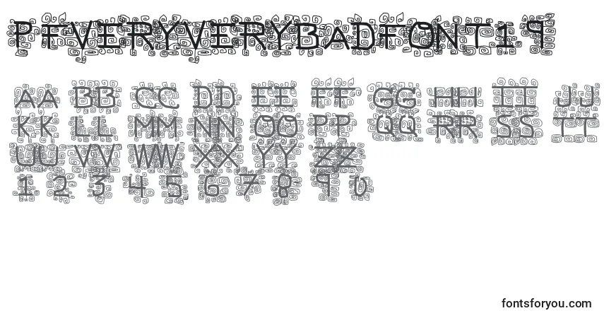 A fonte PfVeryverybadfont19 – alfabeto, números, caracteres especiais
