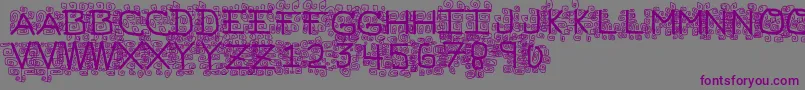 フォントPfVeryverybadfont19 – 紫色のフォント、灰色の背景