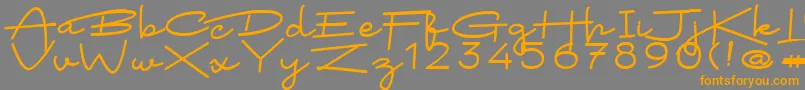 Weitere Informationen zur Arsokiela Regular-Schriftart Arsokiela Regular-Schriftart – Orangefarbene Schriften auf grauem Hintergrund
