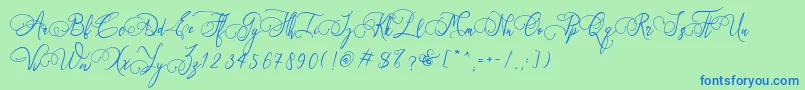 Art Maria Font – Blue Fonts on Green Background