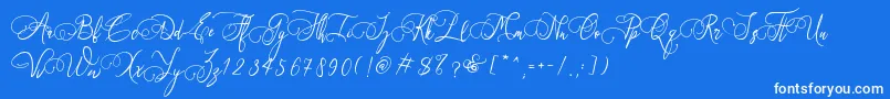 Art Maria-Schriftart – Weiße Schriften auf blauem Hintergrund