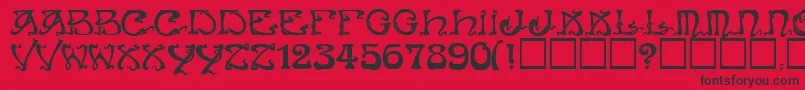 Art Nouveau Caps Font – Black Fonts on Red Background