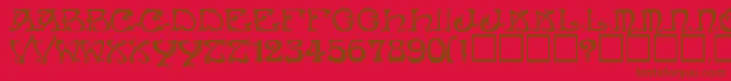 Art Nouveau Caps-Schriftart – Braune Schriften auf rotem Hintergrund