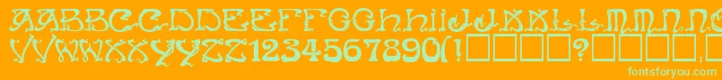 Art Nouveau Caps Font – Green Fonts on Orange Background