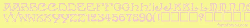 Art Nouveau Caps Font – Pink Fonts on Yellow Background