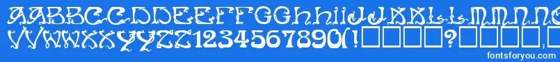 Art Nouveau Caps Font – White Fonts on Blue Background