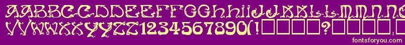 Art Nouveau Caps Font – Yellow Fonts on Purple Background