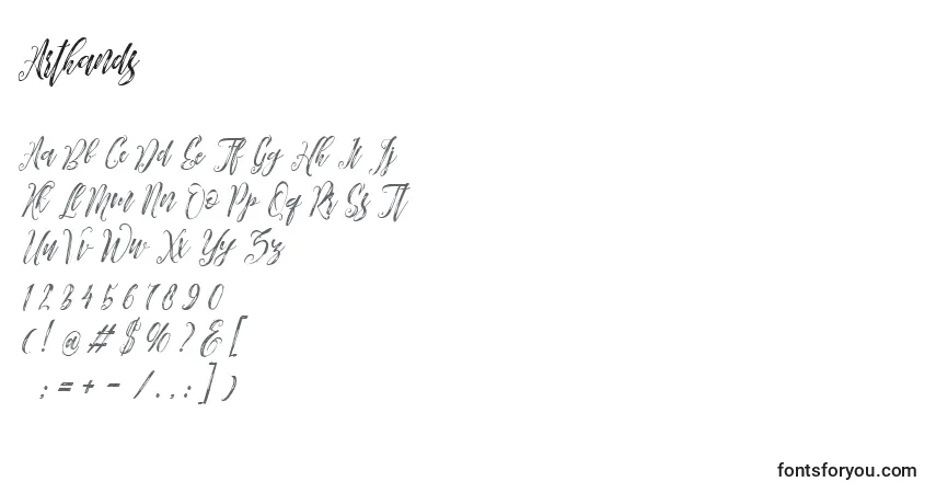Schriftart Arthands – Alphabet, Zahlen, spezielle Symbole