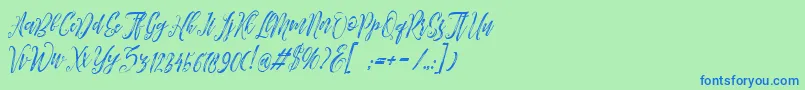 Arthands-fontti – siniset fontit vihreällä taustalla