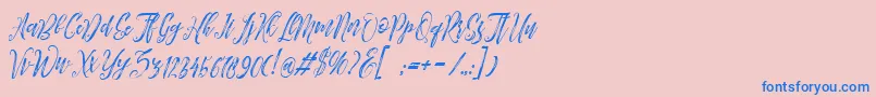 フォントArthands – ピンクの背景に青い文字
